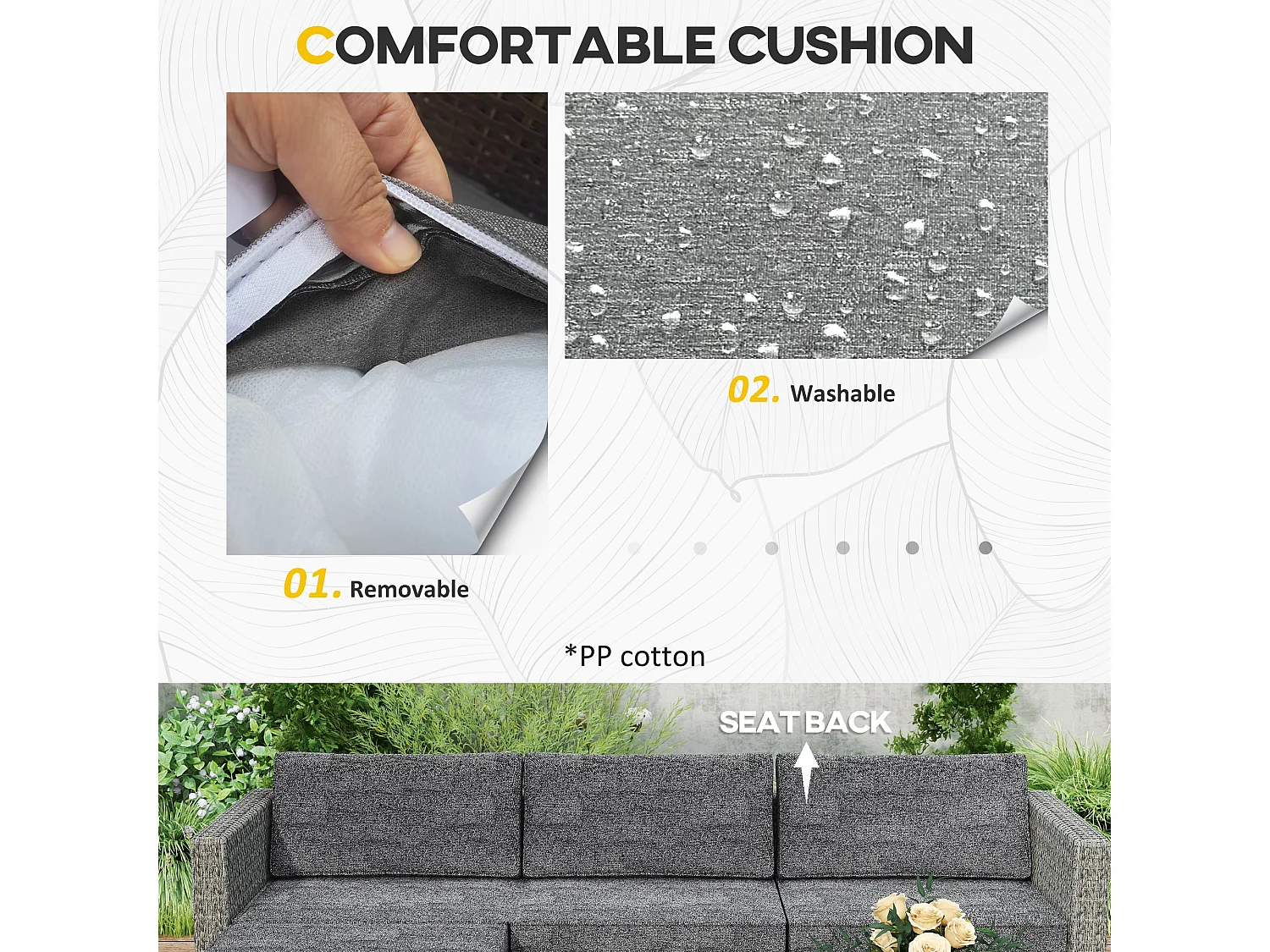 Vema Dark Grey Rattan L Shaped Outdoor Corner Sofa Set with Footstool and Coffee Table