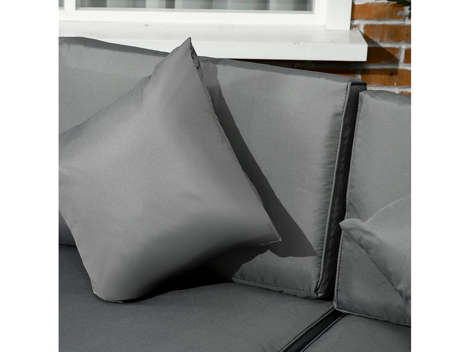 Rero Grey 5 Seater Modular Rattan Corner Sofa Set with Glass Table