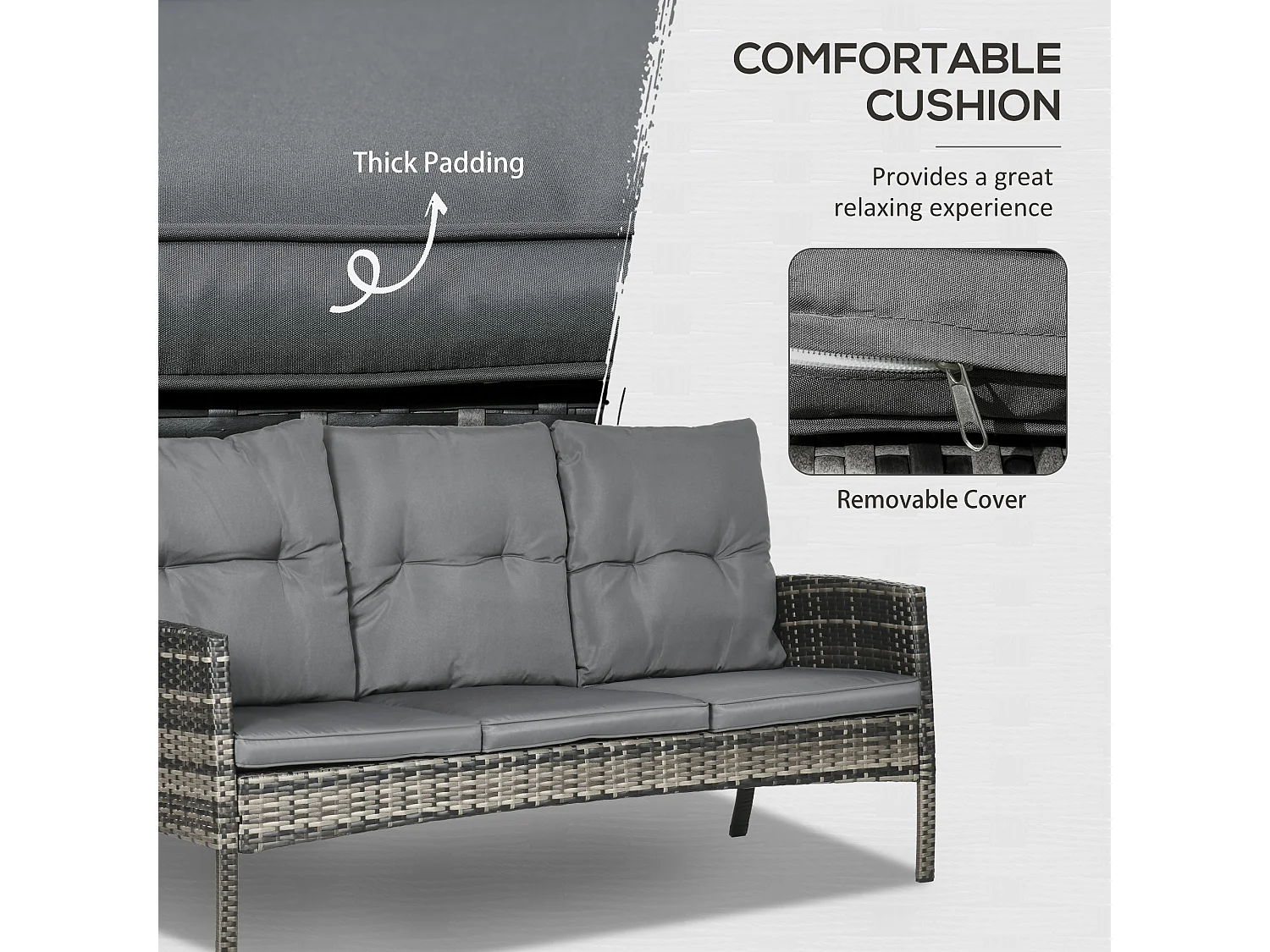 Lolu 7 Seater Mixed Grey Rattan Garden Sofa Set with Cushions and Glass Top Table