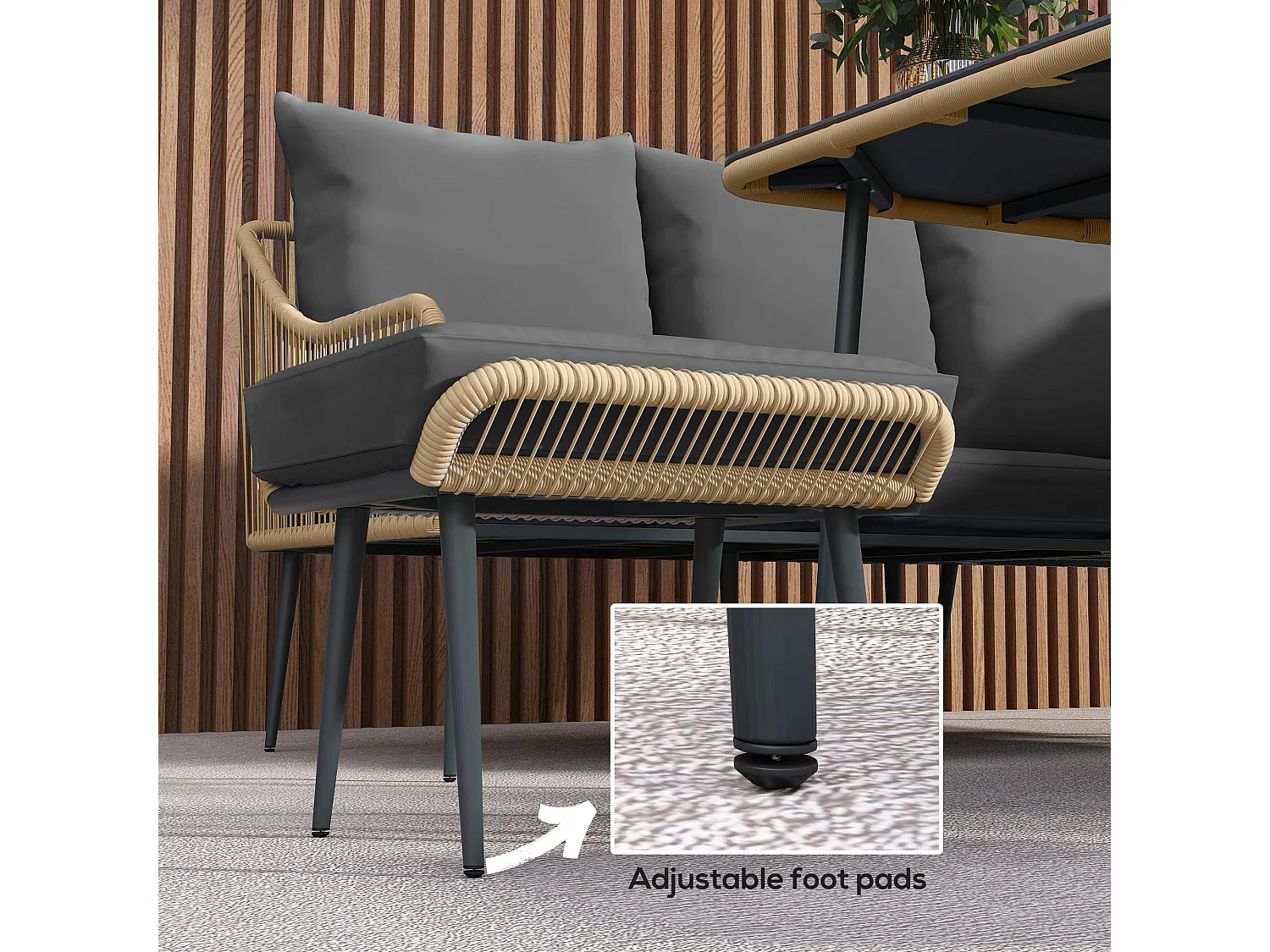 Nofise 7 Seater Rattan Style Garden Sofa Set with Coffee Table and 2 Stools