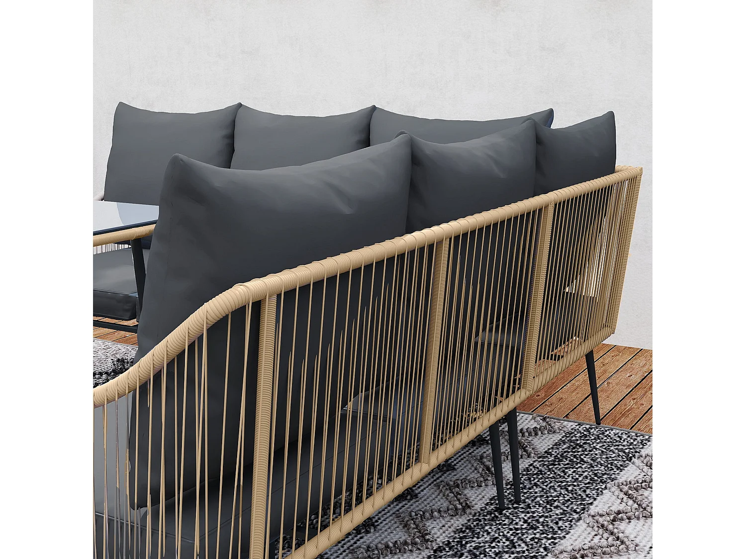 Nofise 7 Seater Rattan Style Garden Sofa Set with Coffee Table and 2 Stools