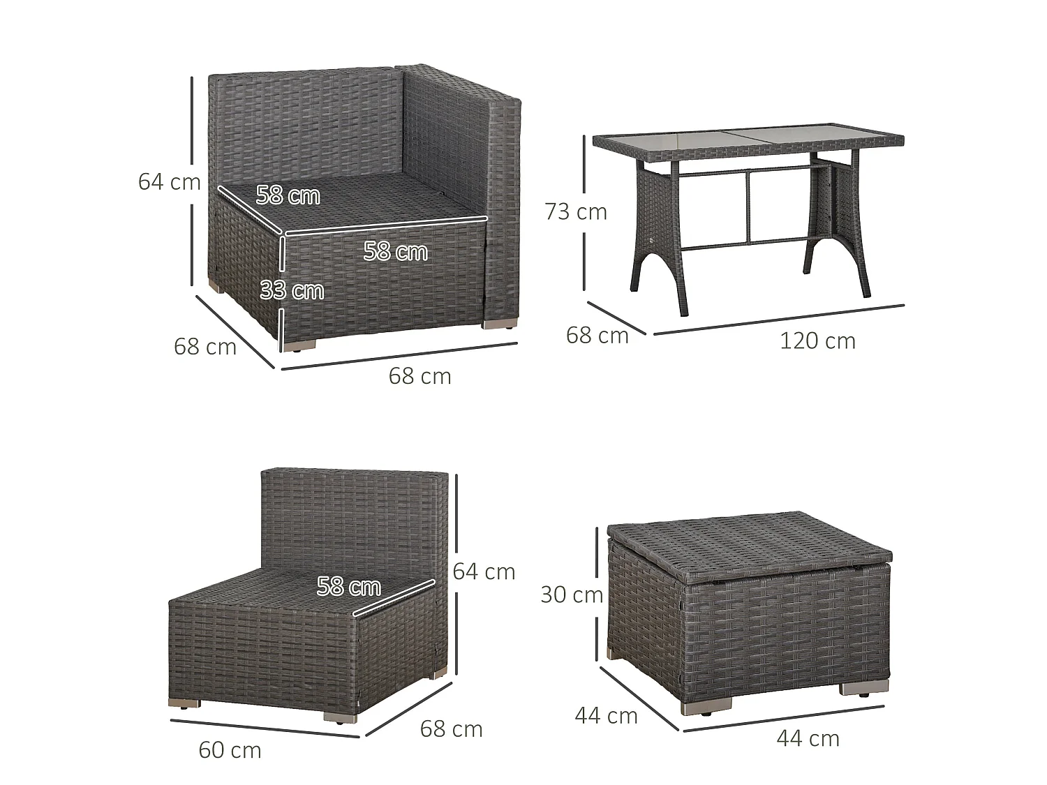 Vihatta 9 Seater Modular Rattan Outdoor Corner Dining Sofa Set Grey and Dusty Blue