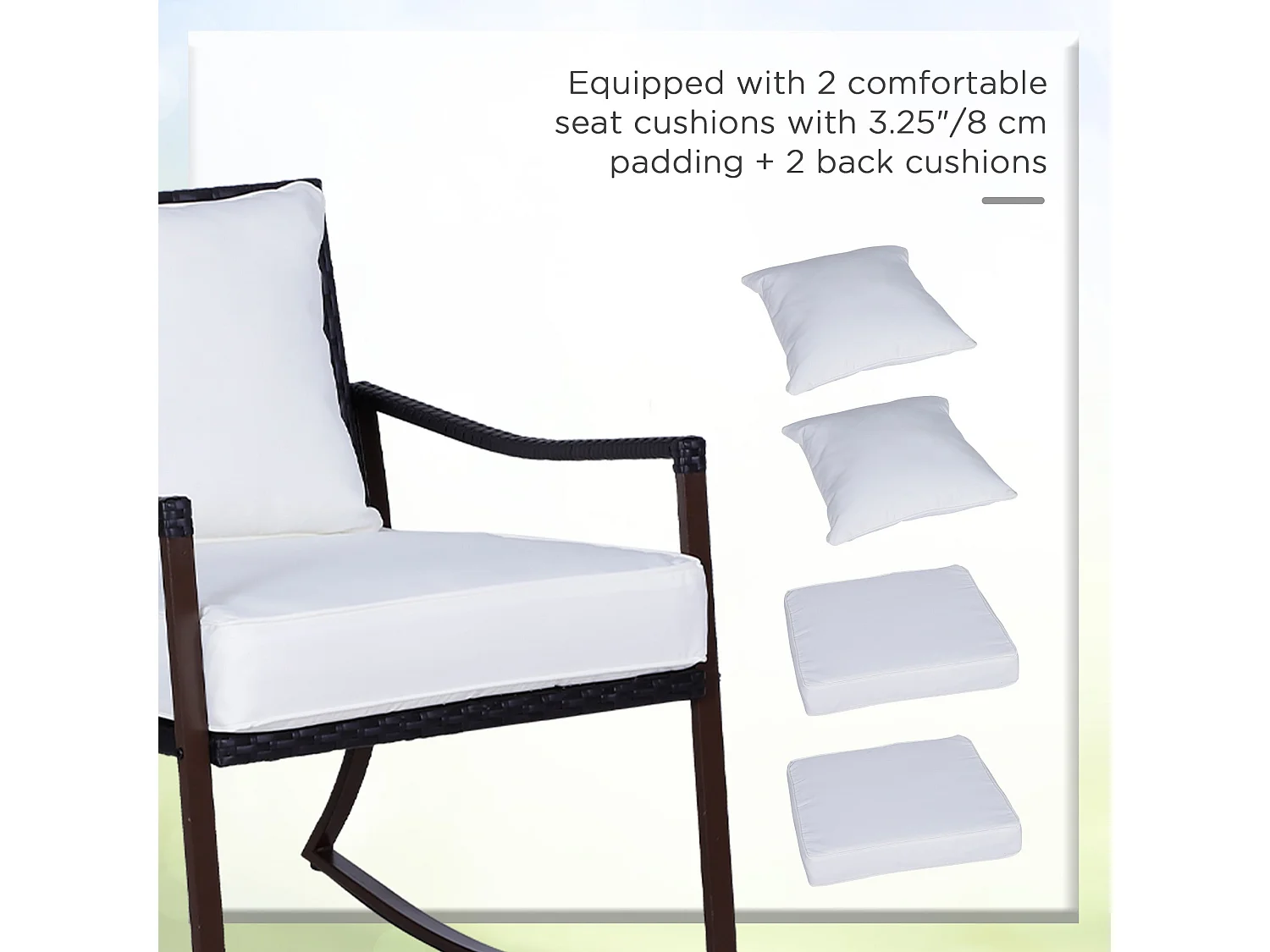 Madile 3 Piece Rattan Bistro Set Rocking Chairs with Round Glass Table