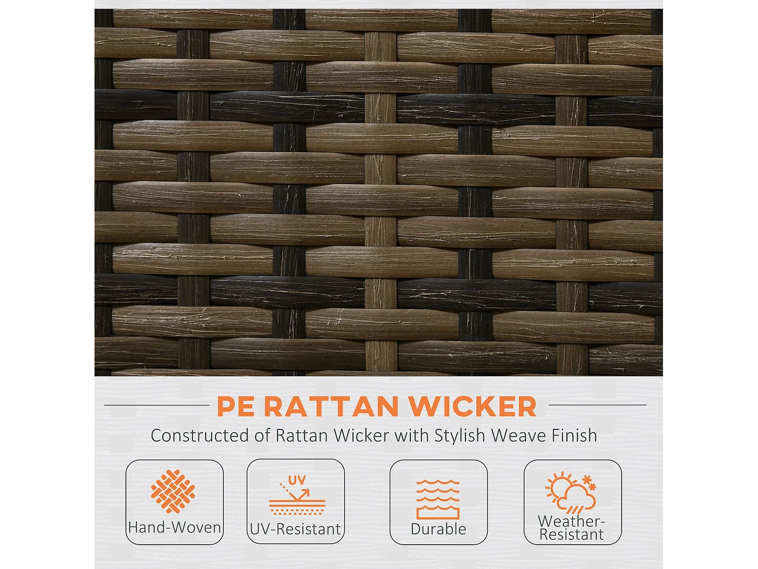 Vemato 4 Seater Rattan Garden Sofa Set with Storage Table Mixed Brown and Orange