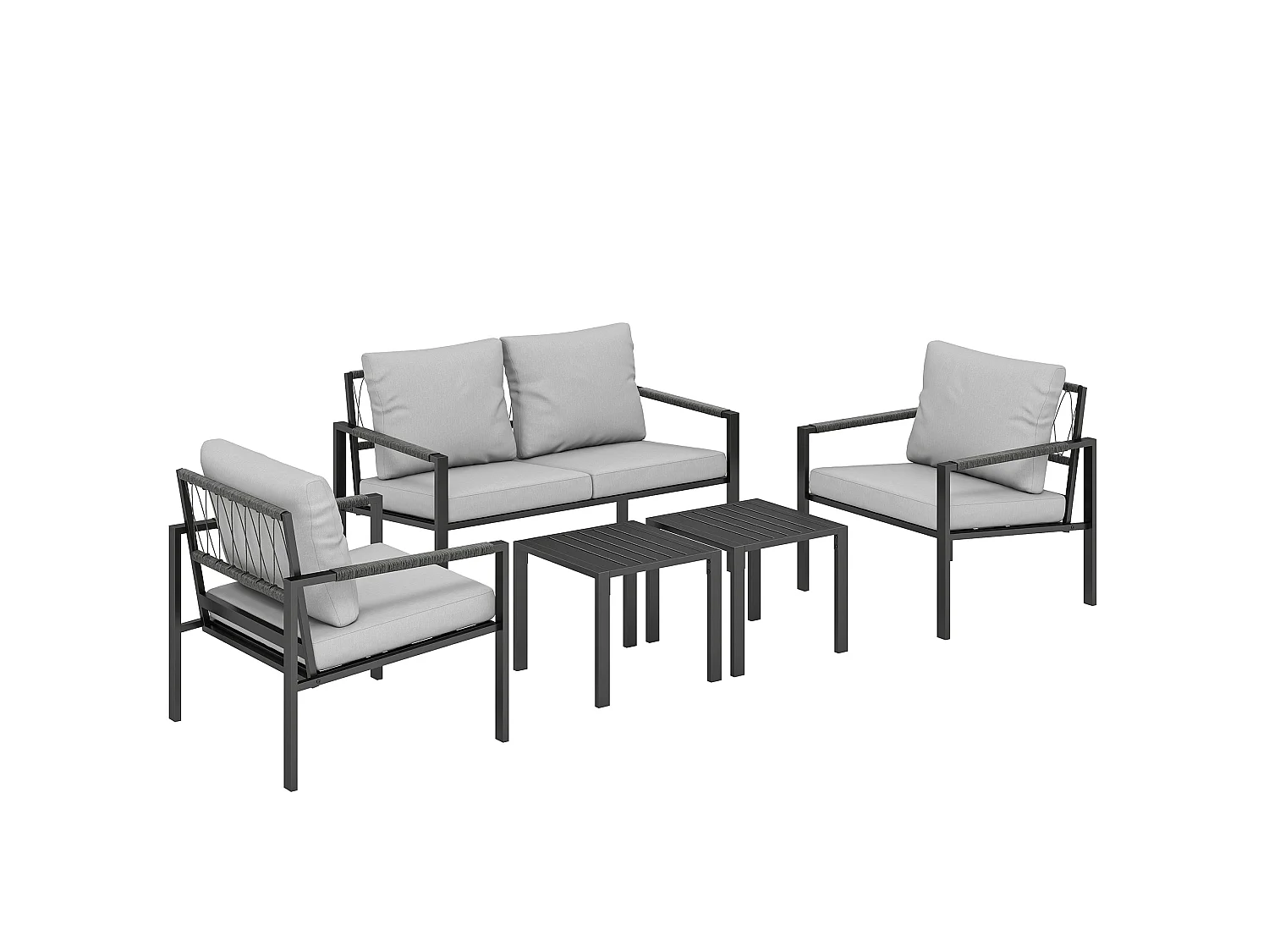 Cosneri 4 Seater Garden Sofa Set Light Grey with 2 Coffee Tables