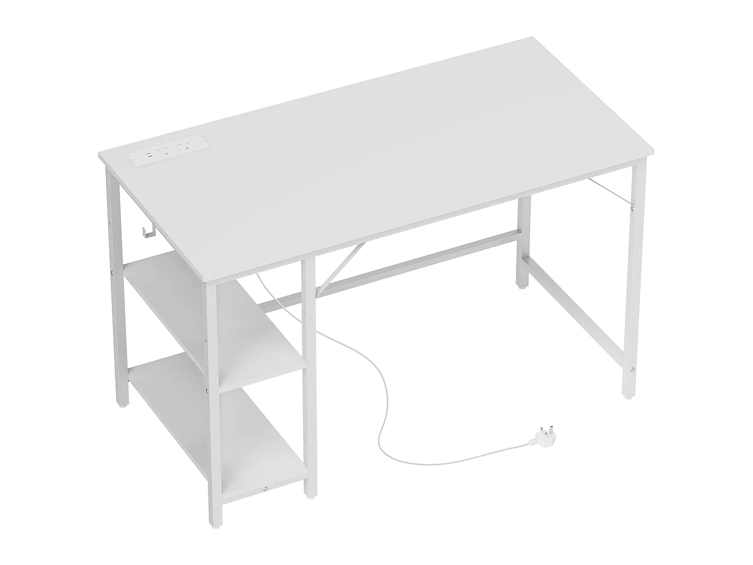 Vima 120cm White Home Office Desk with Integrated Power Sockets