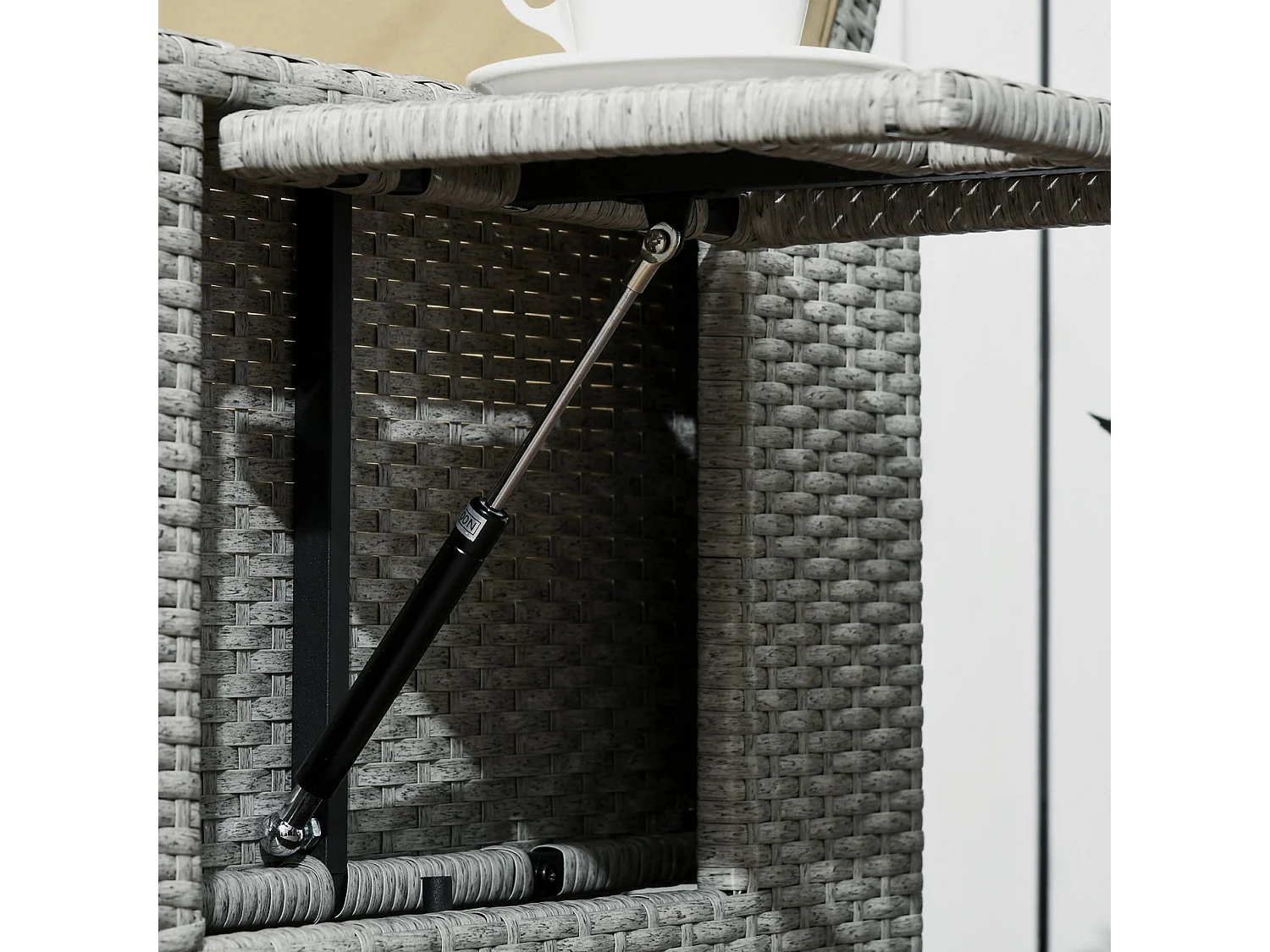 Luva 5 Piece Adjustable Faux Rattan Sun Lounger Set Grey and Beige Storage Table and Footstools