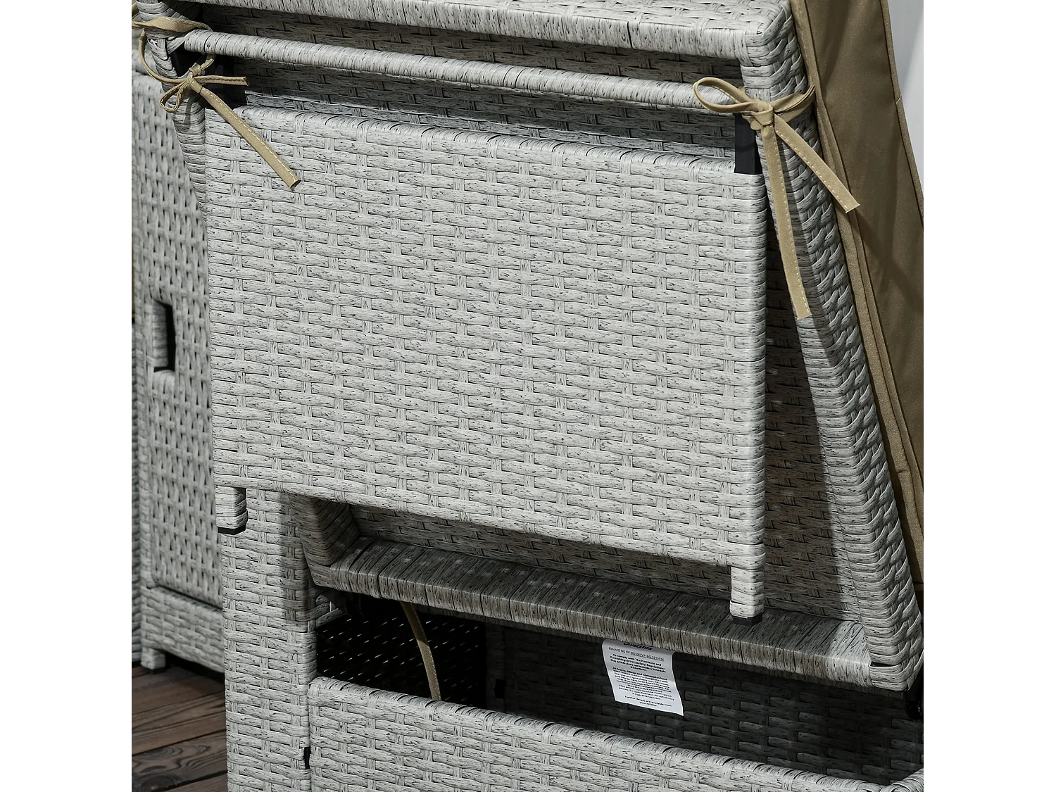 Luva 5 Piece Adjustable Faux Rattan Sun Lounger Set Grey and Beige Storage Table and Footstools