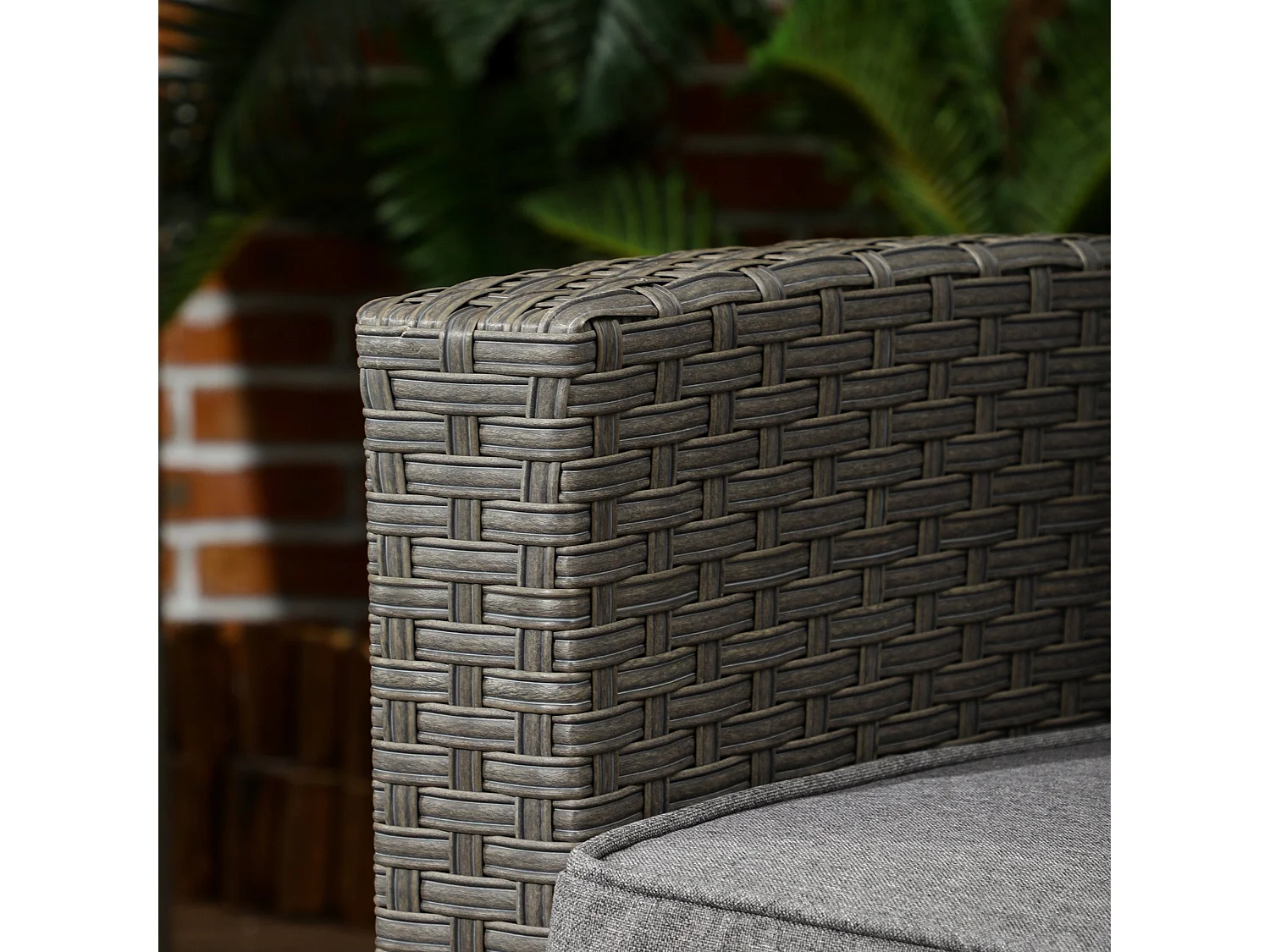 Rayo Grey 4 Seater Rattan Outdoor Sofa Set with Glass Top Table