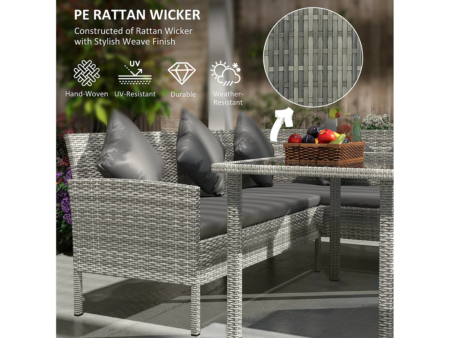 Coha 6 Seater Rattan Outdoor Dining and Sofa Set with Table Footstools and Cushions