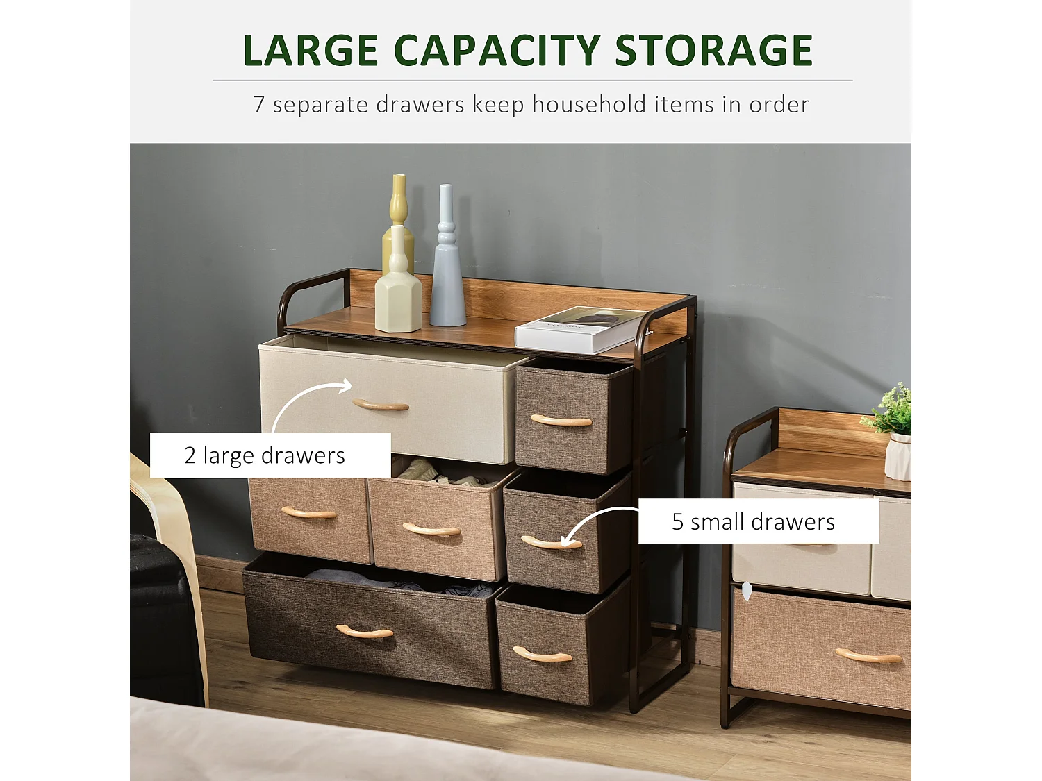 Latave Multicolour 7 Drawer Foldable Fabric and Metal Storage Chest