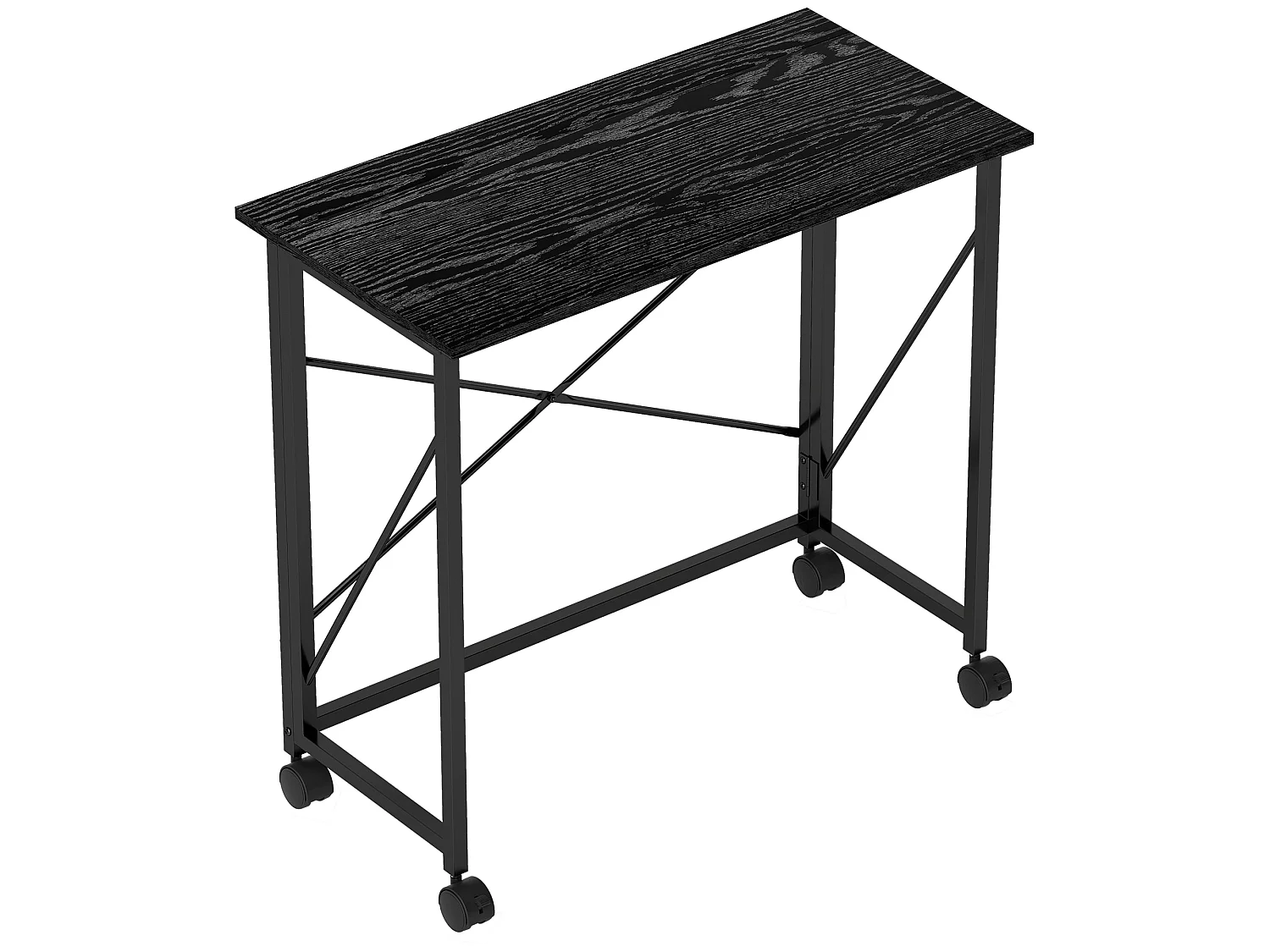 Ziyozi 80cm Black Folding Desk on Lockable Wheels