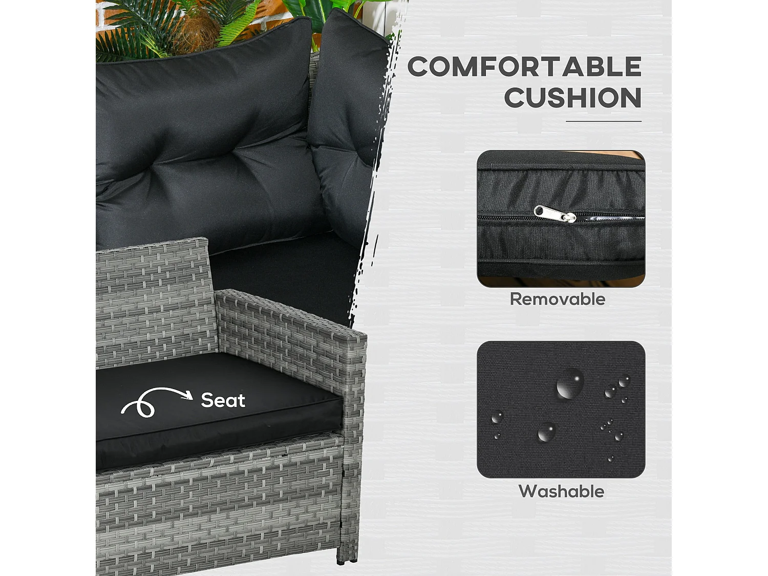 Sakale Mixed Grey Rattan 9 Seater Garden Sofa Set with Footstools and Glass Top Coffee Table