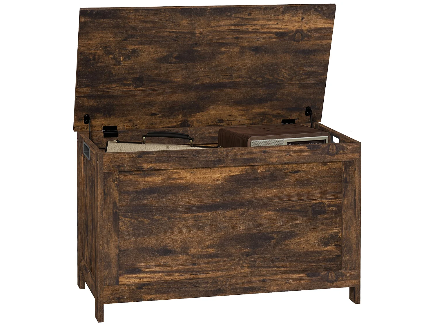 Vesoka Sake Rustic Brown Wooden Storage Chest with Safety Hinges 76 x 40 x 48cm