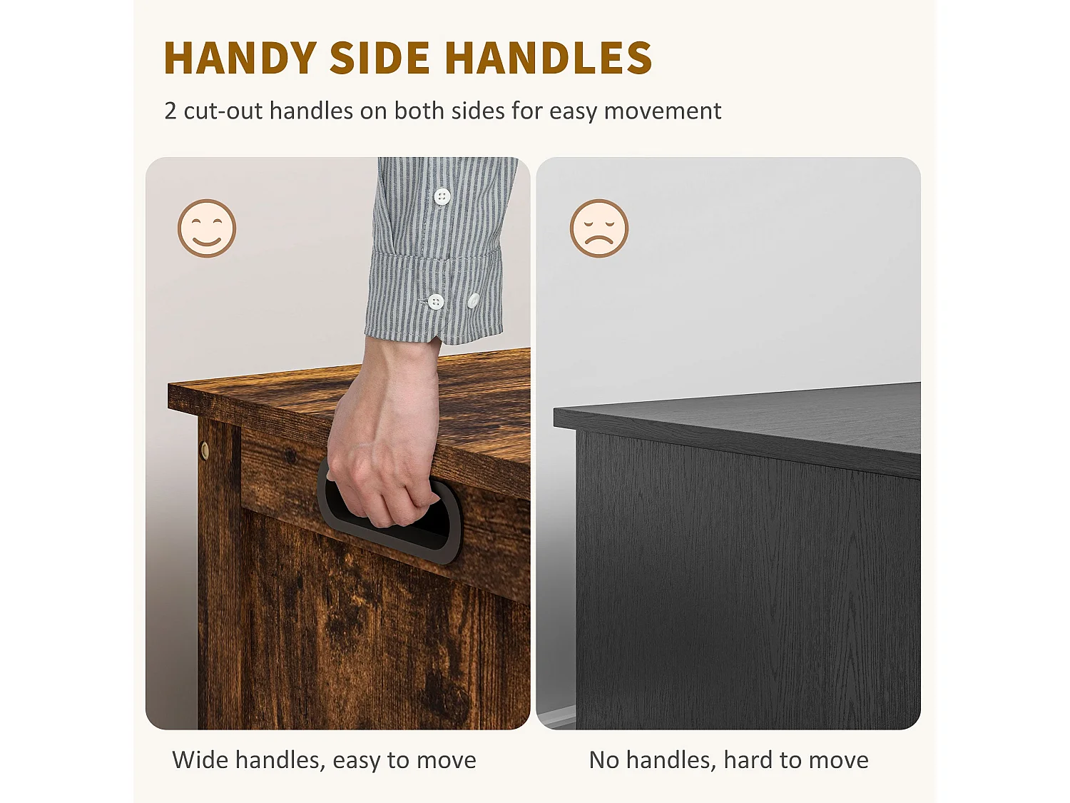 Vesoka Sake Rustic Brown Wooden Storage Chest with Safety Hinges 76 x 40 x 48cm