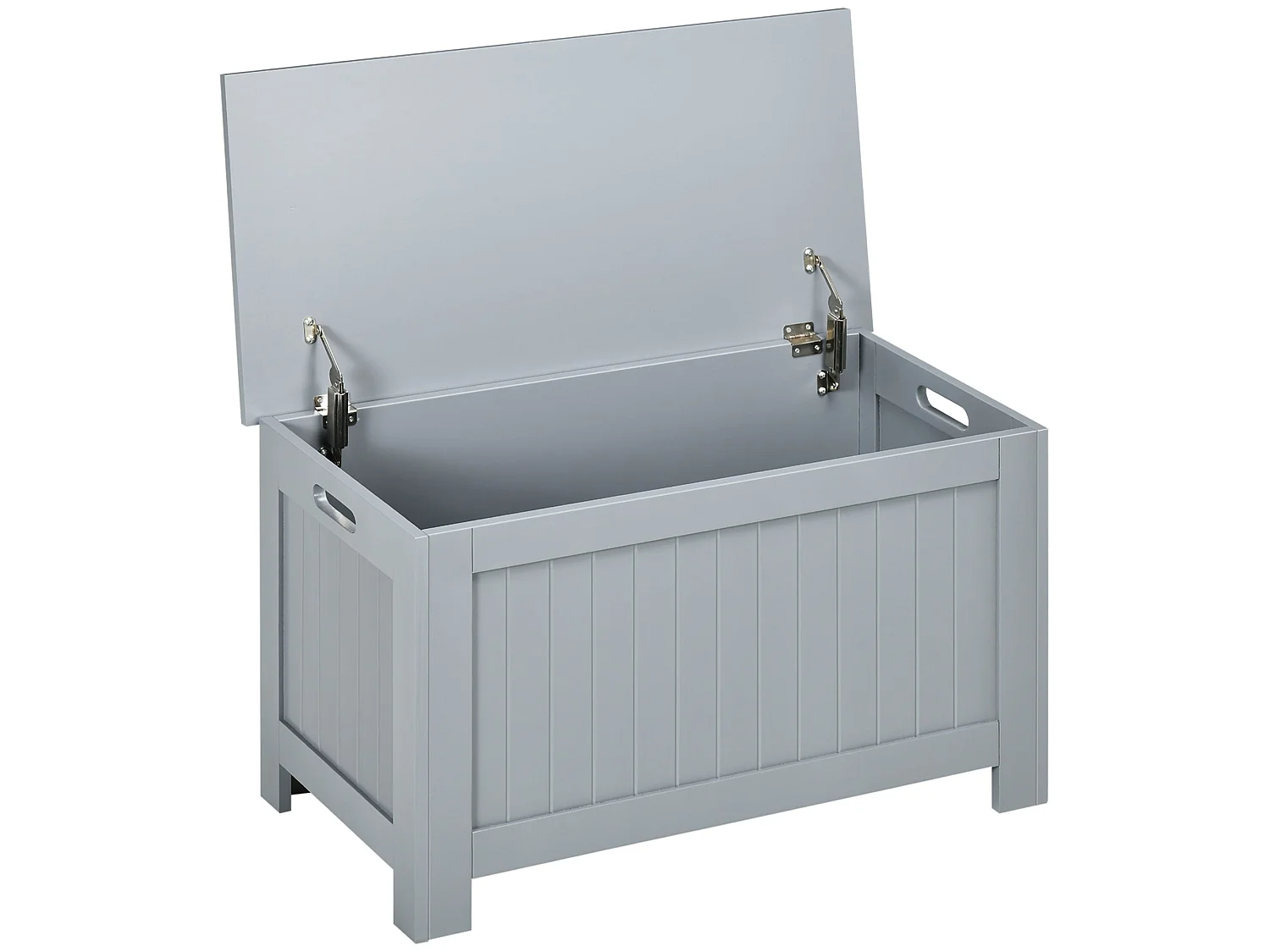 Vekasa Grey Storage Chest for Toys and Blankets Safety Hinged Lid
