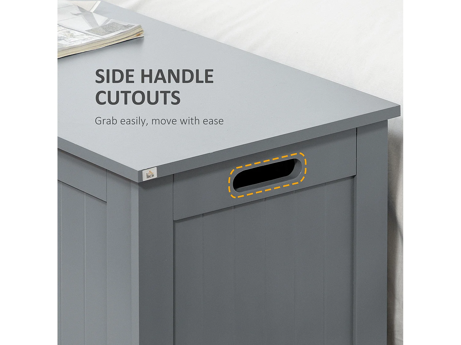 Vekasa Grey Storage Chest for Toys and Blankets Safety Hinged Lid