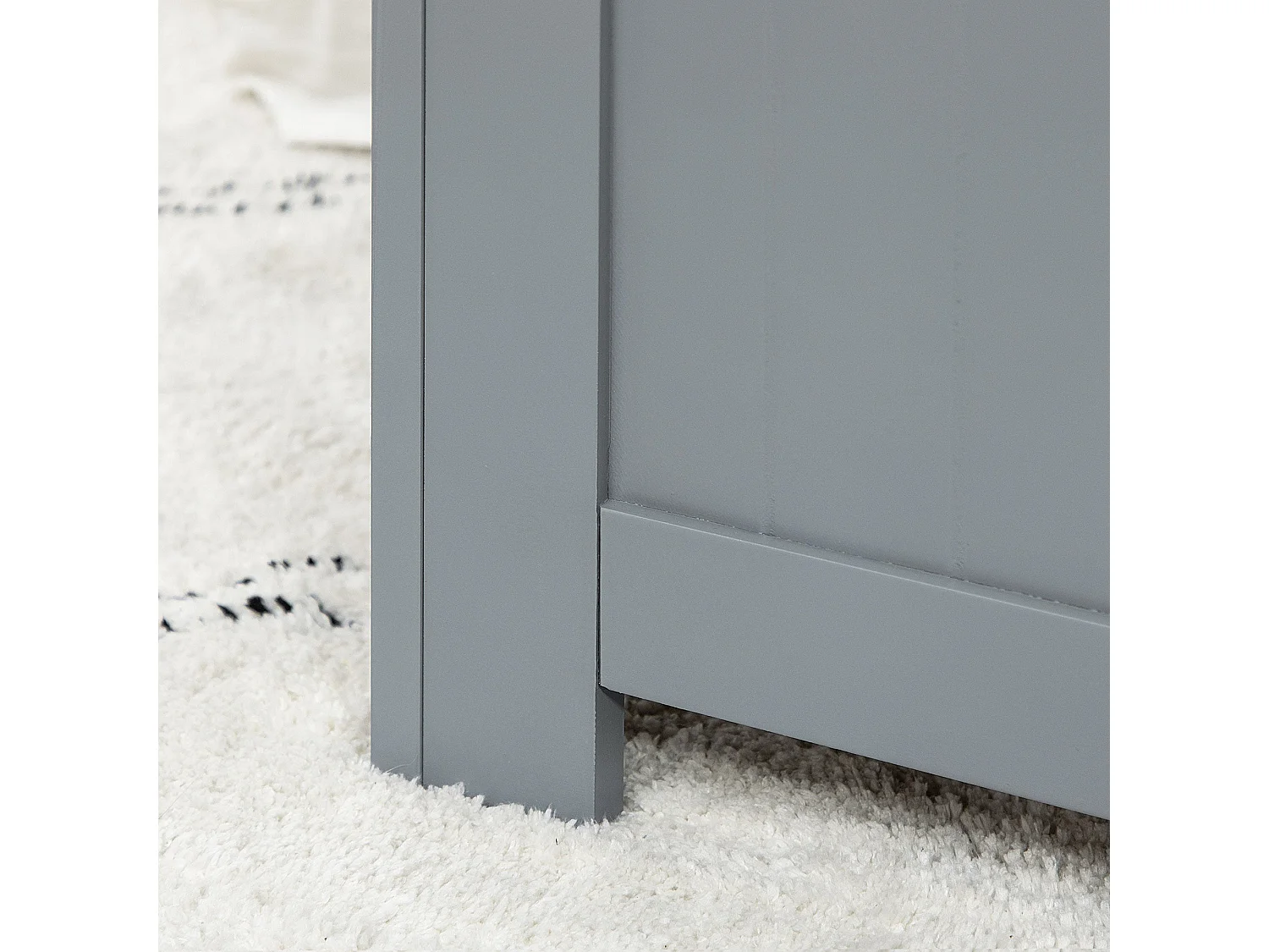 Vekasa Grey Storage Chest for Toys and Blankets Safety Hinged Lid