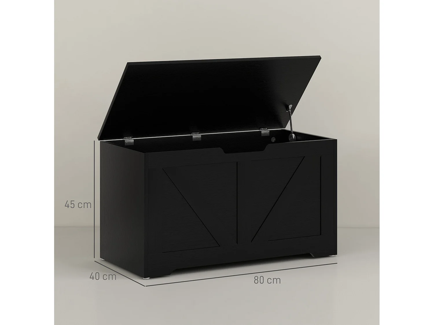 Kamari 100L Black Wood Effect Storage Chest with Safety Hinges