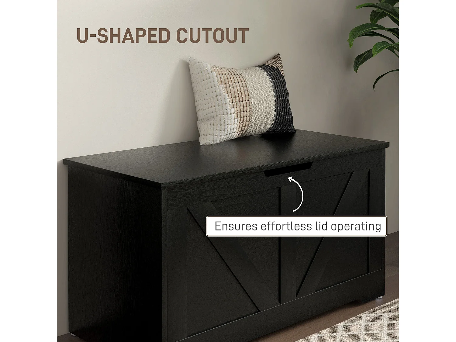 Kamari 100L Black Wood Effect Storage Chest with Safety Hinges