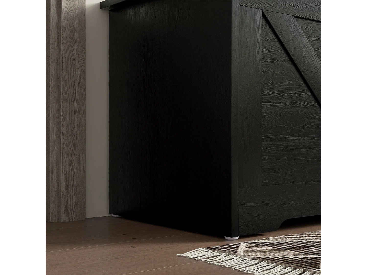 Kamari 100L Black Wood Effect Storage Chest with Safety Hinges