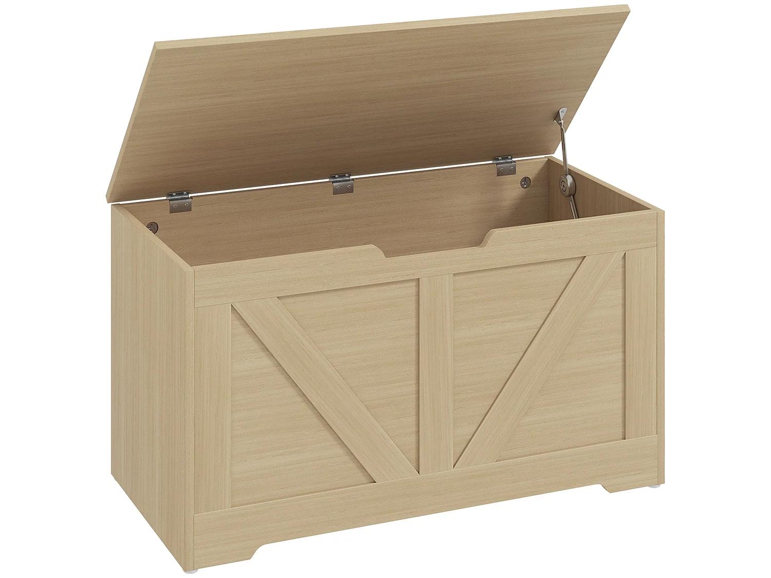 Yolu Vina 100L Natural Wood Effect Storage Chest with Safety Hinges