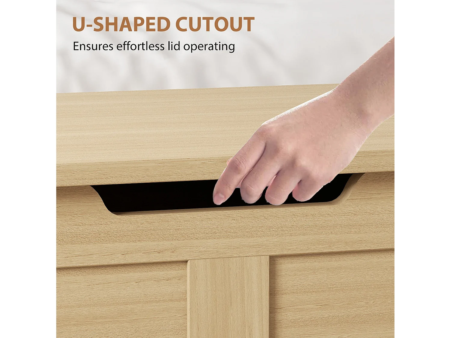 Yolu Vina 100L Natural Wood Effect Storage Chest with Safety Hinges