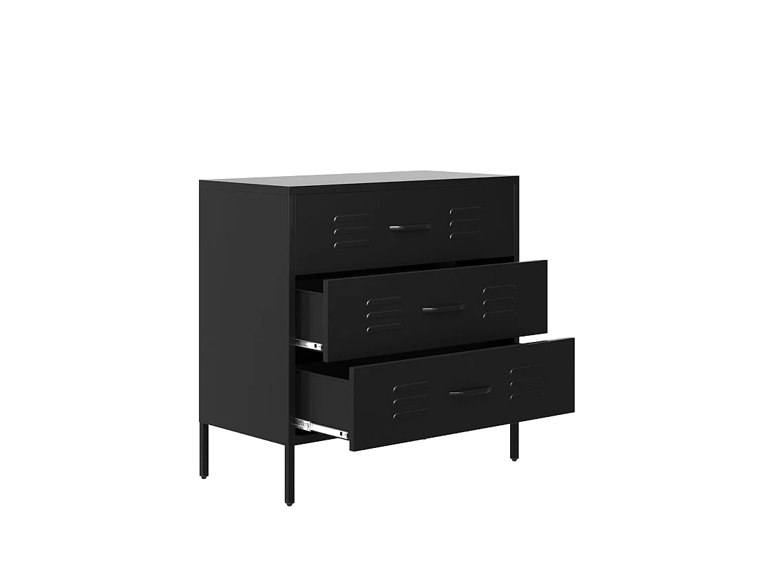 Flamingo Black Metal Storage Chest 3 Drawers