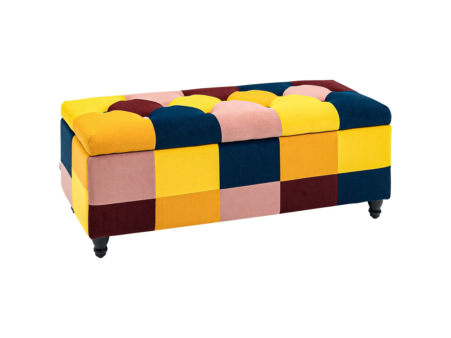 Tava Velvet Multicolour Storage Bench with Wooden Legs 114cm