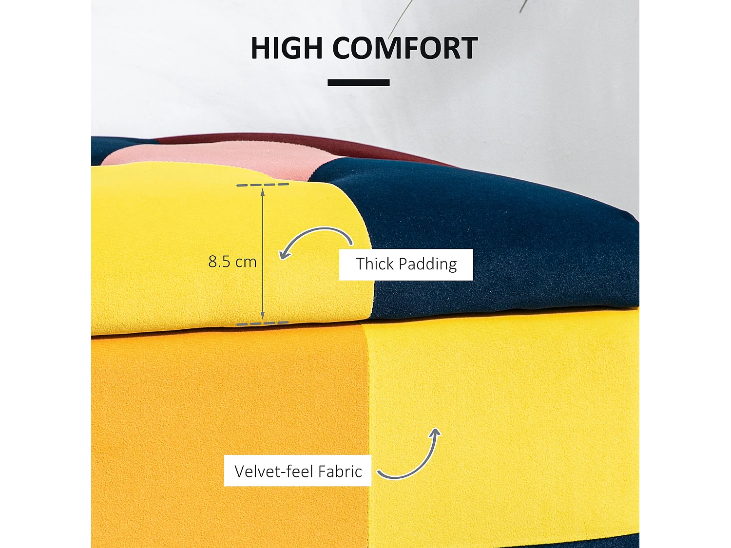 Tava Velvet Multicolour Storage Bench with Wooden Legs 114cm