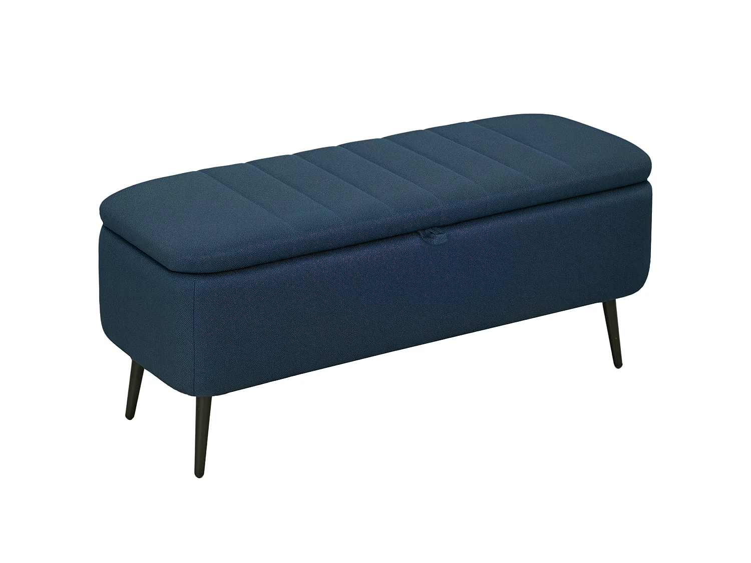 Sudina Linen Look Dark Blue Rectangle Storage Ottoman
