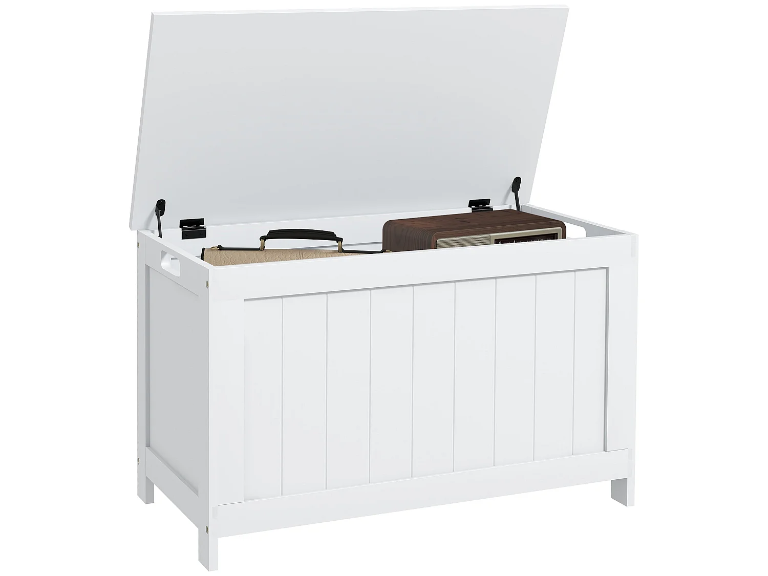 Halumo White Wooden Panelled Blanket Storage Chest 76 x 40 x 48cm