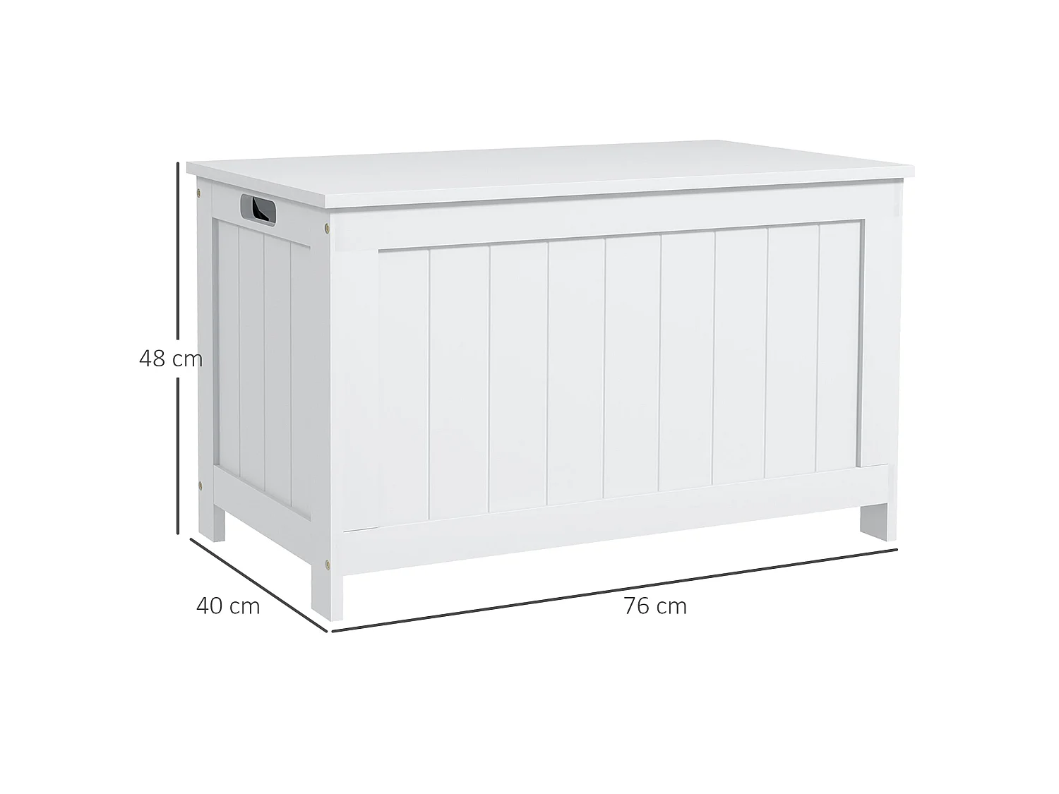Halumo White Wooden Panelled Blanket Storage Chest 76 x 40 x 48cm
