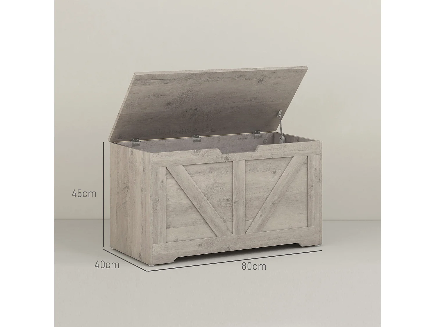 Kamari Grey Wood Effect Storage Chest 100L with Safety Hinge