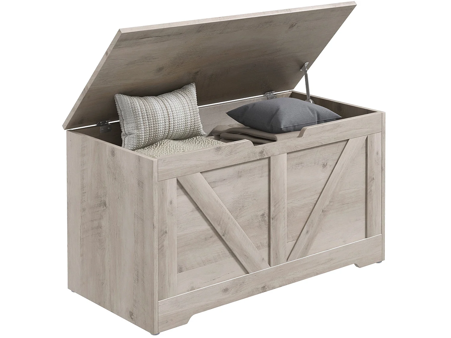 Kamari Grey Wood Effect Storage Chest 100L with Safety Hinge