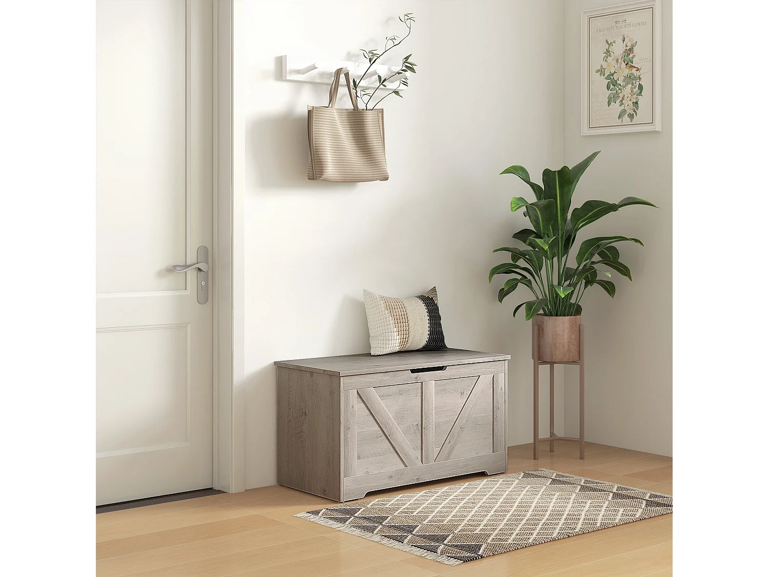 Kamari Grey Wood Effect Storage Chest 100L with Safety Hinge
