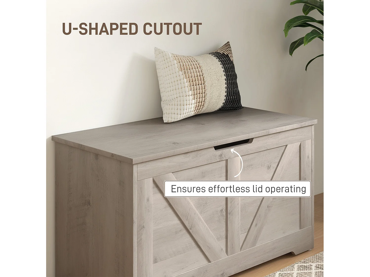 Kamari Grey Wood Effect Storage Chest 100L with Safety Hinge