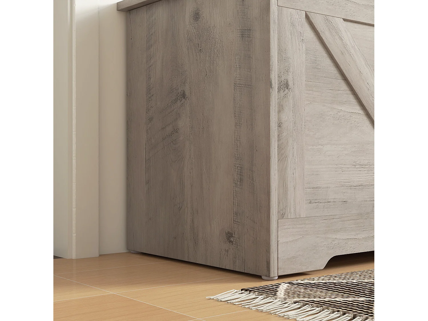 Kamari Grey Wood Effect Storage Chest 100L with Safety Hinge