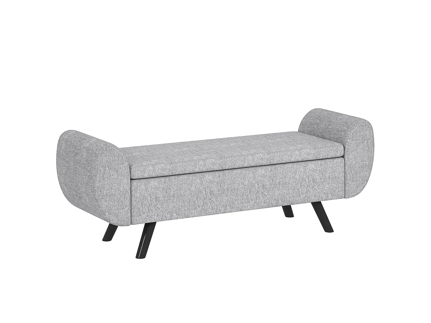 Nesama Linen Look Dark Grey Storage Bench with Armrests