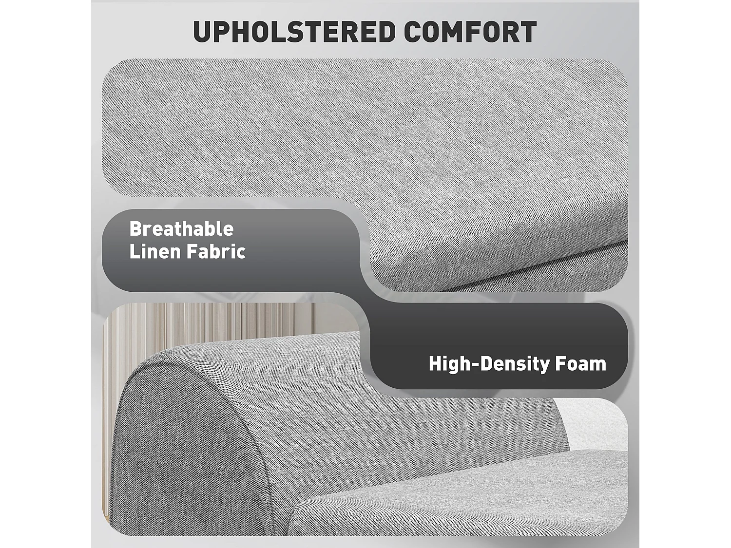 Nesama Linen Look Dark Grey Storage Bench with Armrests
