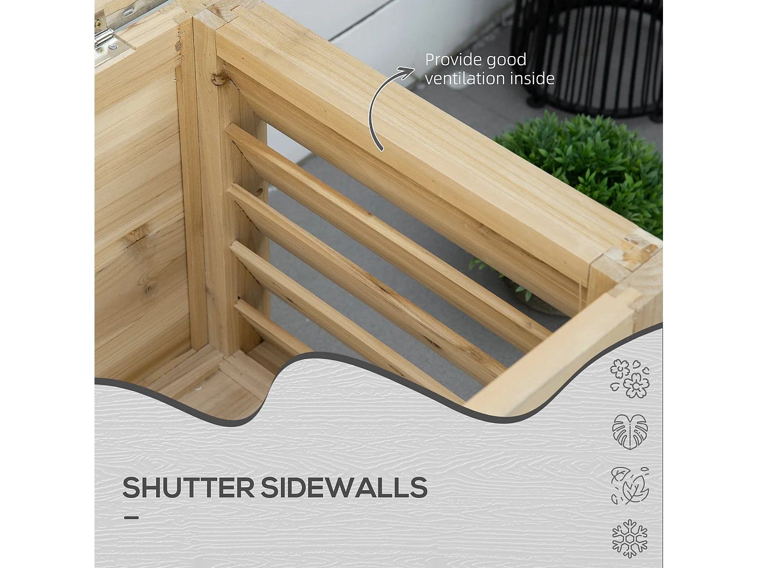 Keno Fava 155 L Panelled Fir Wood Outdoor Storage Box