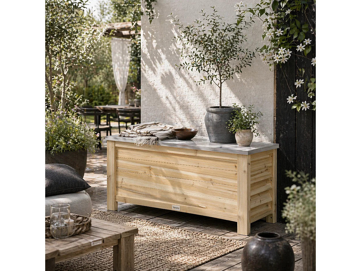 Keno Fava 155 L Panelled Fir Wood Outdoor Storage Box