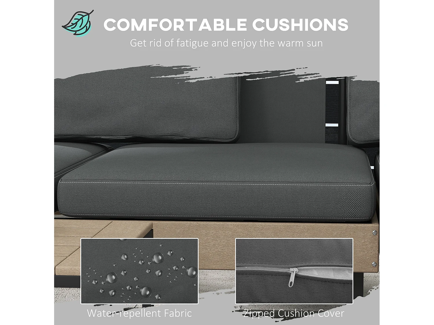 Vivino Metal Grey 3 Piece L Shaped Outdoor Sofa Set with Coffee Table and 2 Loveseats