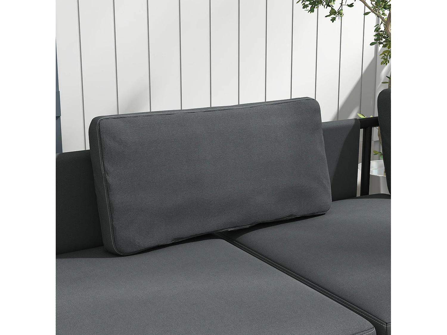 Vivino Metal Grey 3 Piece L Shaped Outdoor Sofa Set with Coffee Table and 2 Loveseats