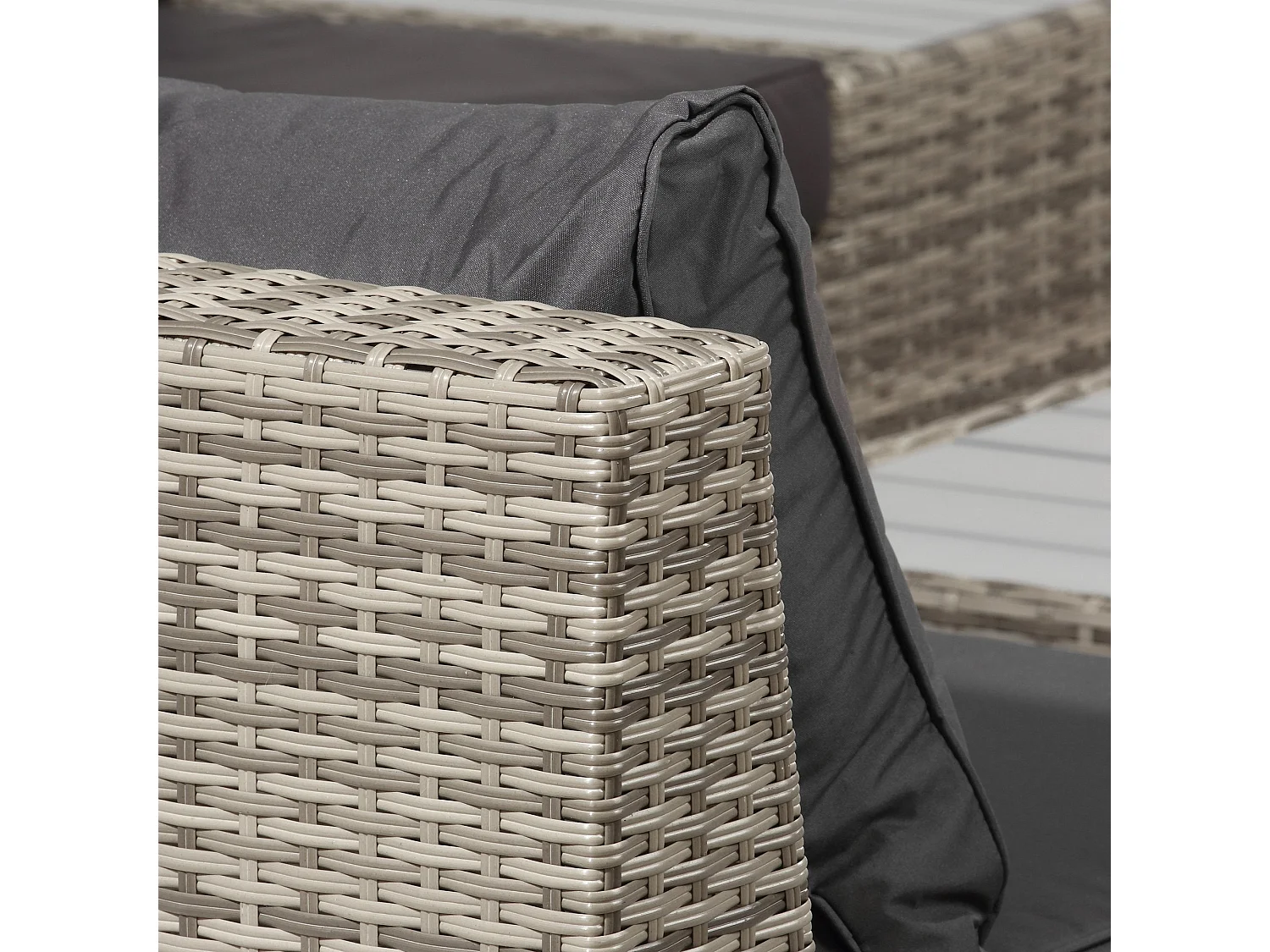 Vaneno Rattan Light Grey 5 Seater Modular Outdoor Corner Sofa Set with Coffee Table and Cushions