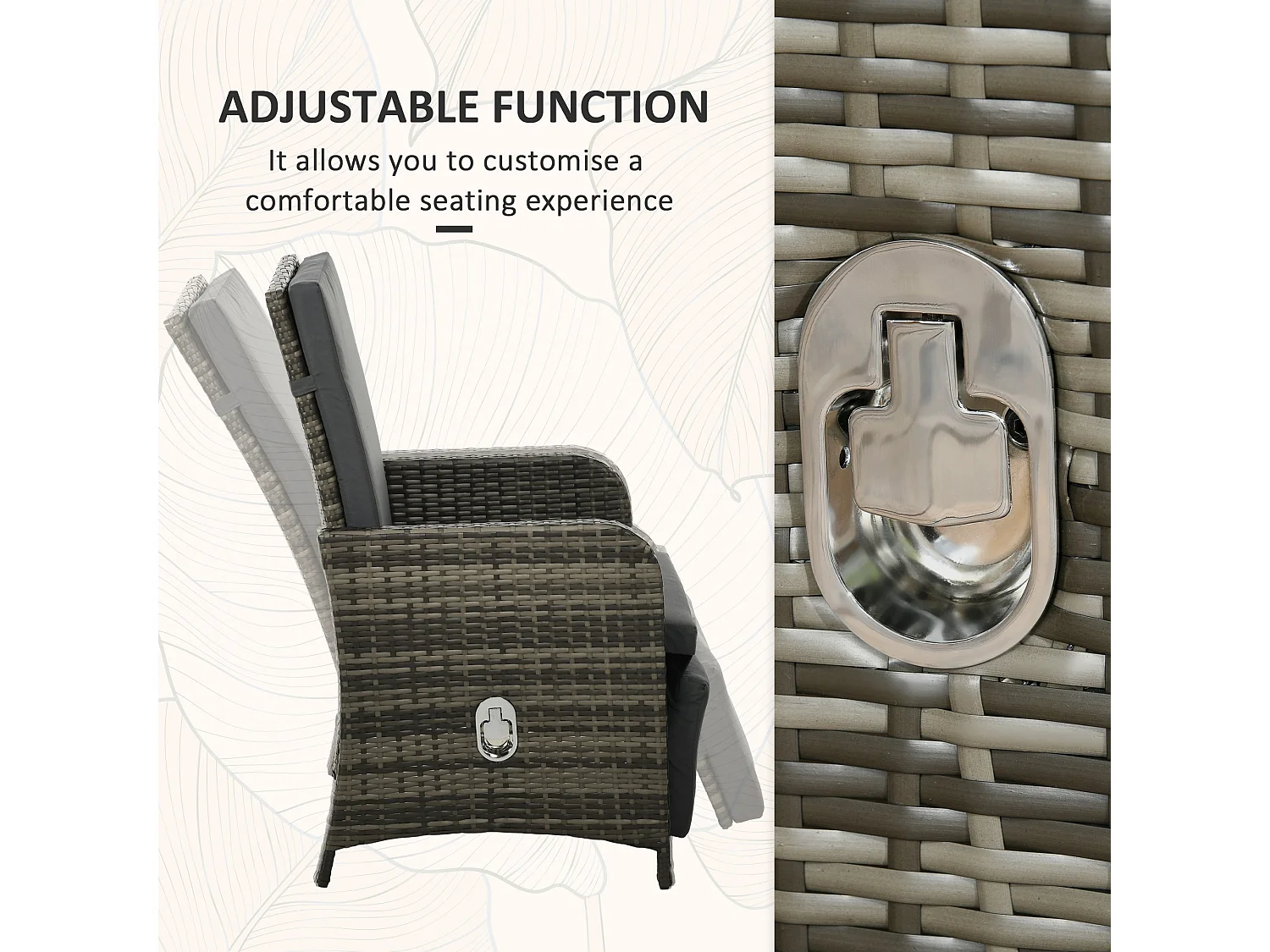 Mazizi Dark Grey Rattan 3 Piece Outdoor Bistro Set with Cushions and Storage Table