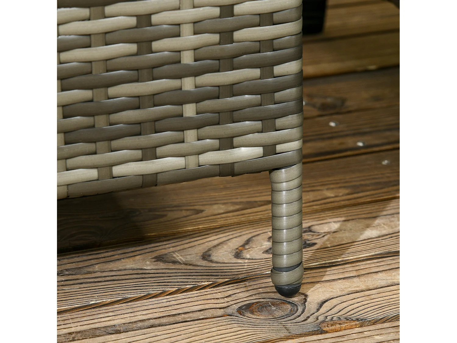 Mazizi Dark Grey Rattan 3 Piece Outdoor Bistro Set with Cushions and Storage Table