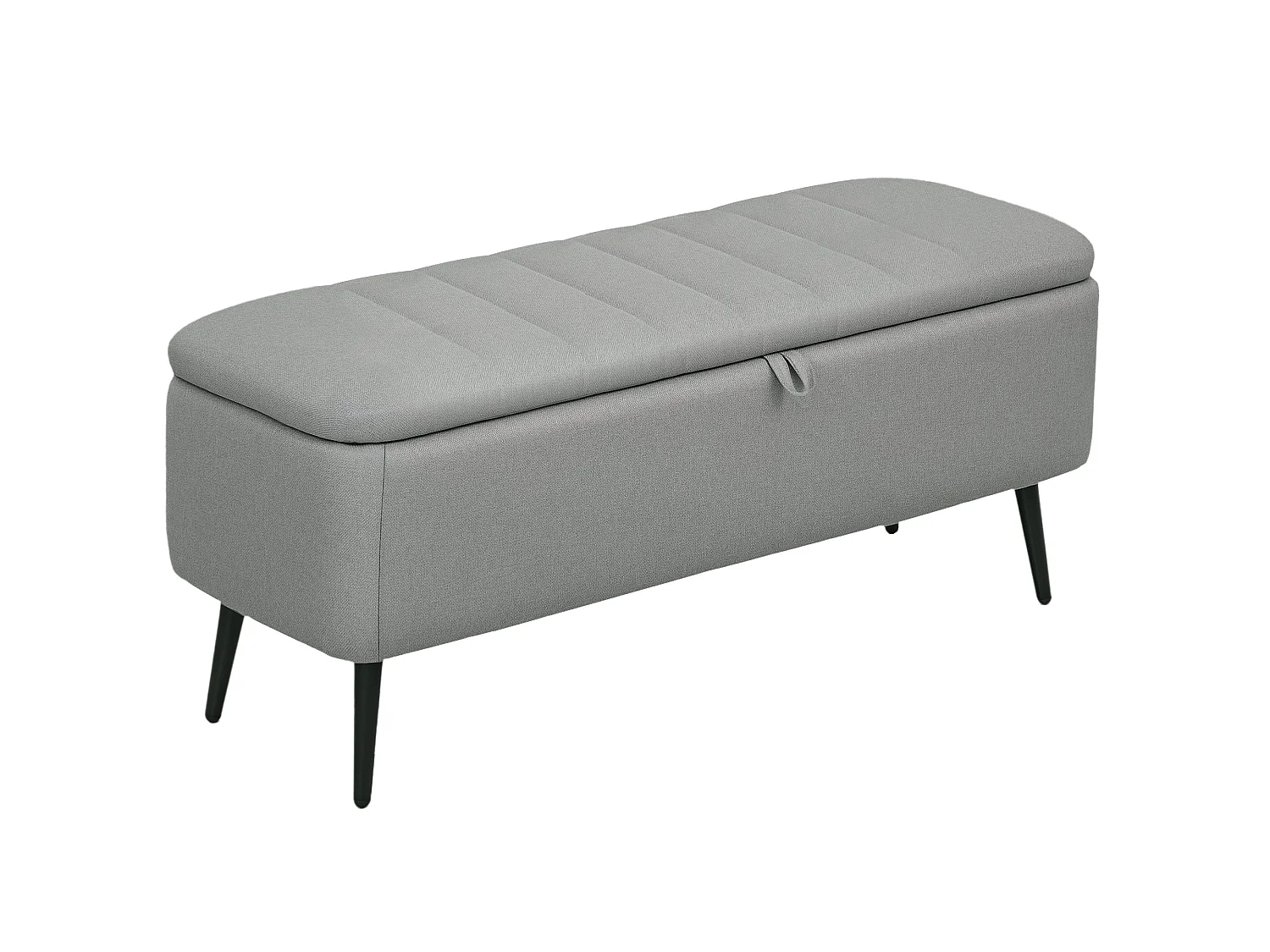 Harika Linen Look Light Grey Storage Ottoman 102cm