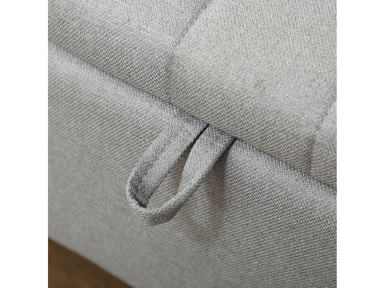 Harika Linen Look Light Grey Storage Ottoman 102cm