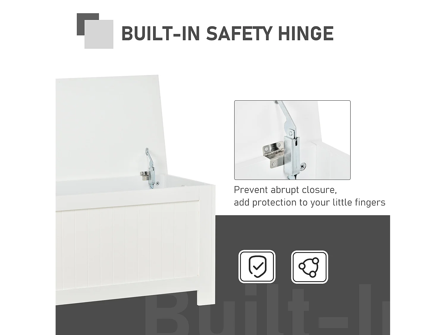 Loro Farmhouse White Lift Top Storage Chest with Safety Hinges